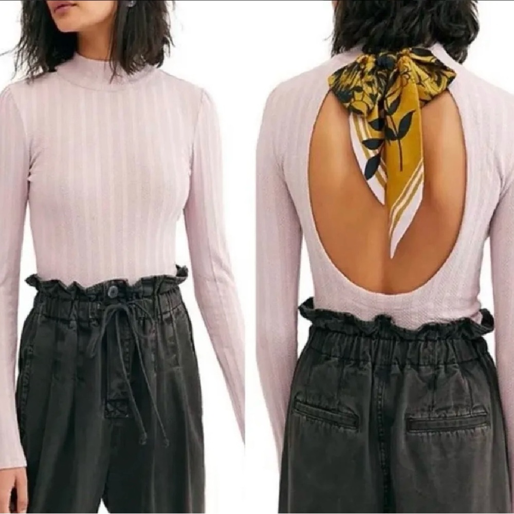 Free People XS Party In The Back Barely Lilac Open Tie Back